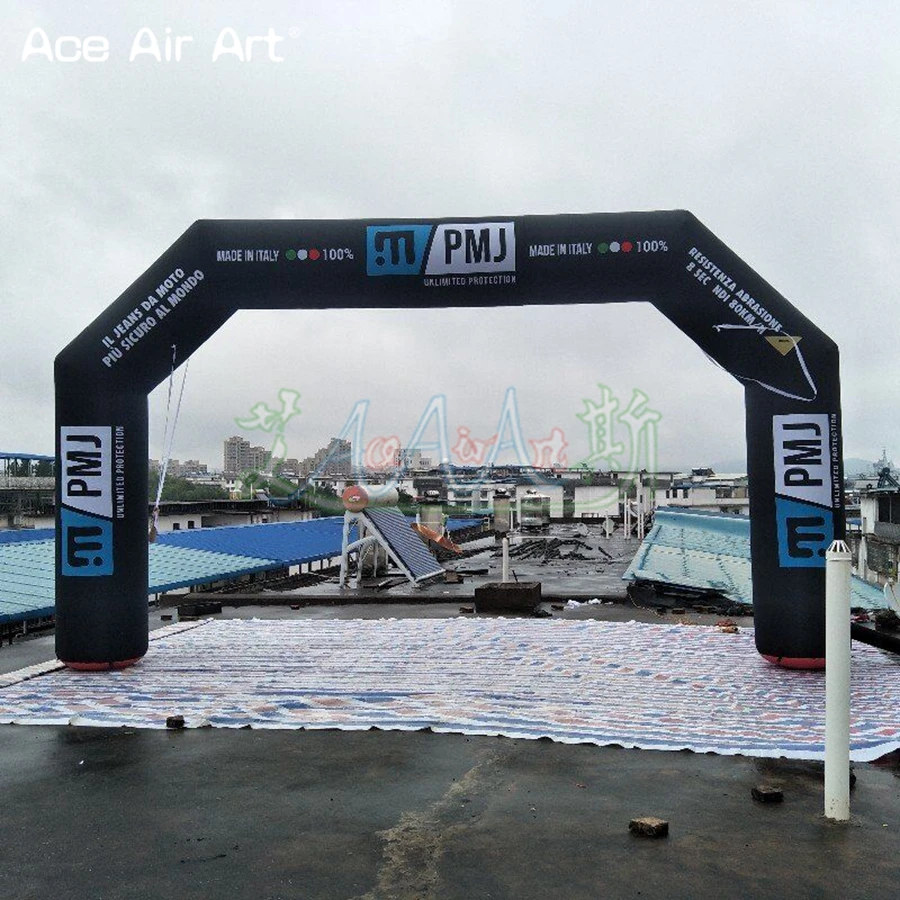 Custom Black Fabric Oxford Inflatable Entrance Finish Line Arch with Free Air Blower for Large-scale Racing