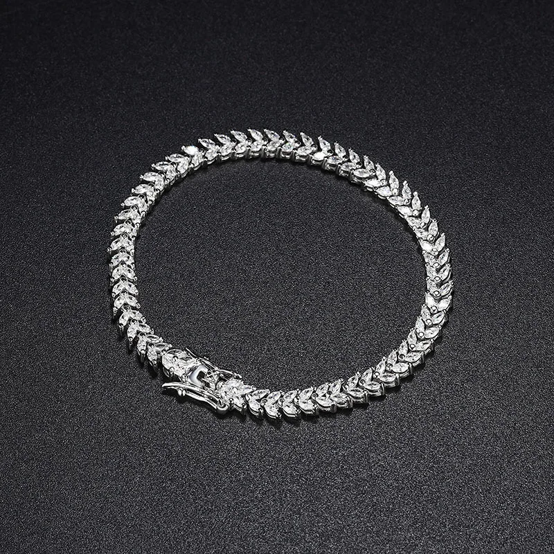 

Luxury Solid Platinum PT950 Horse eye diamond moissanite wheat ear women's bracelet ins niche design