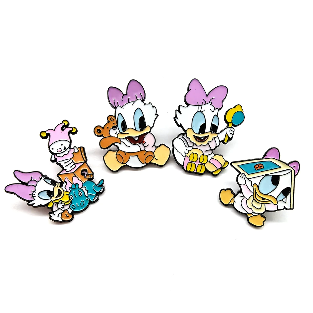 Cute Anime Figure Daisy Duck Enamel Pins Disney Cartoon Cute Daisy Brooch Lapel Badges Accessories Gifts for Girl