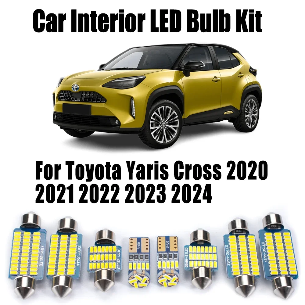 

11 шт. Canbus без ошибок для Toyota Yaris Cross 2020 2021 2022 2023 2024 светодиодный комплект внутреннего освещения для чтения карт купола багажника номерного знака