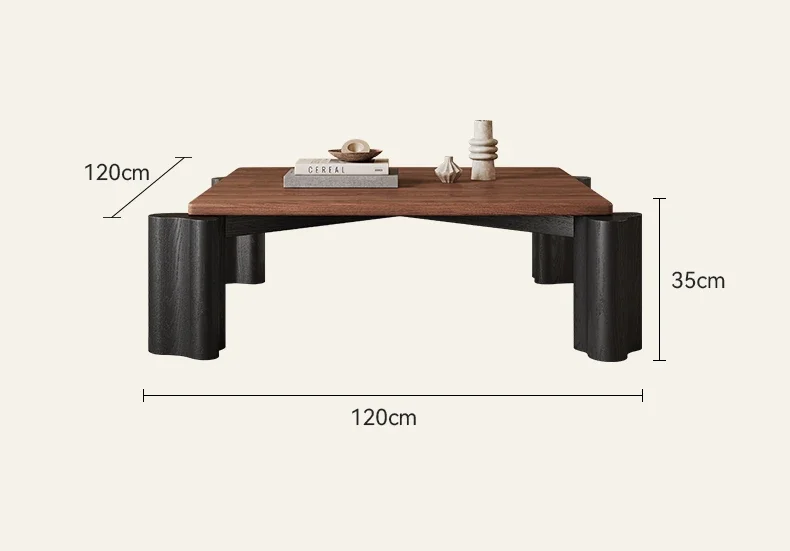 Light luxury high-end ash wood frame square tea table