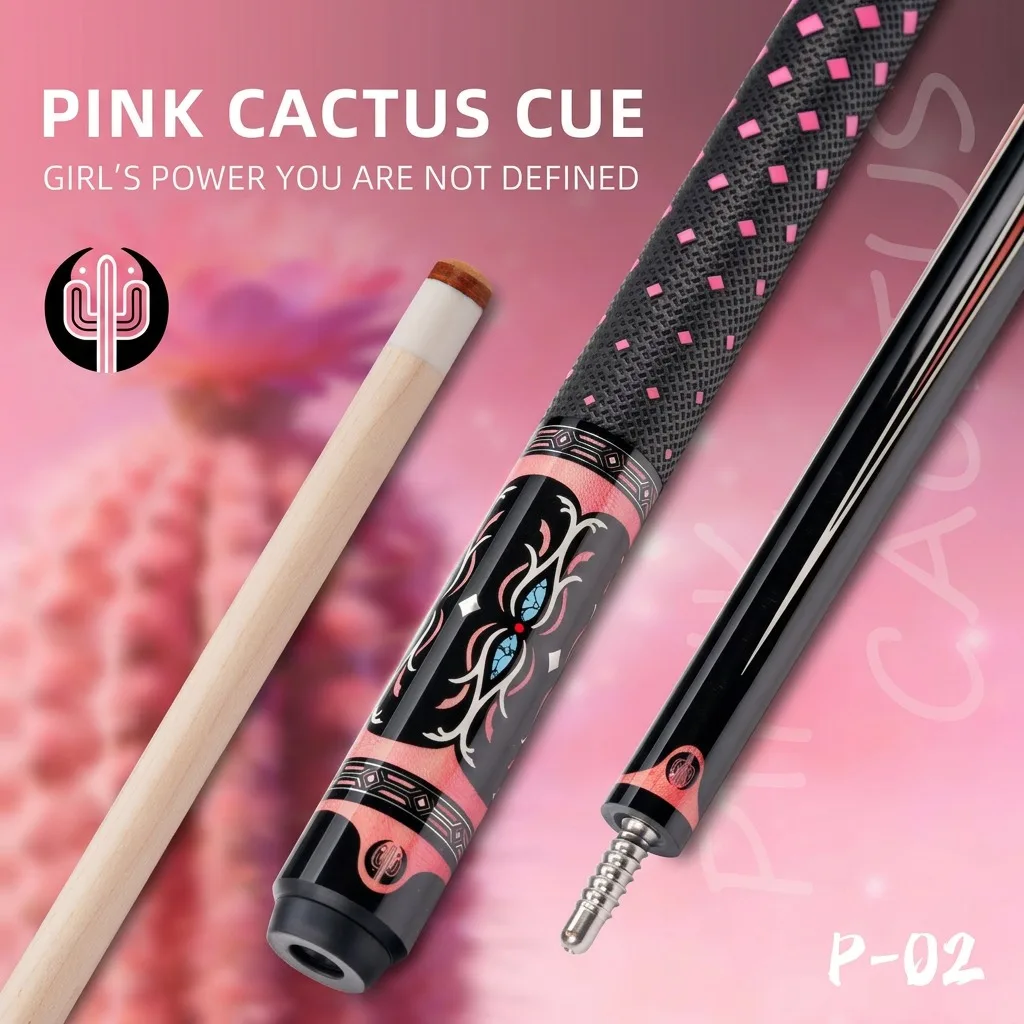 Taco de billar KONLLEN rosa para mujer, taco de billar de baja deflexión, 141 cm, junta de taco 3/8 * 8, peso ajustable, elegante, negro
