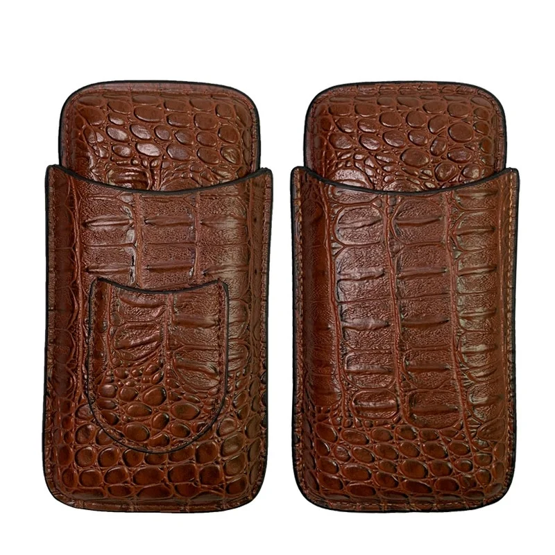

3-Cigar Case Set With Cigar Cutter Cedar Wood Humidifying Box Portable Travel Gift For Men