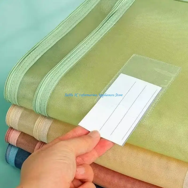 

See Through Mesh File Folder Bag Double Layered Document Storage Pouches with Clear Label Window Heavy Duty Book Bag