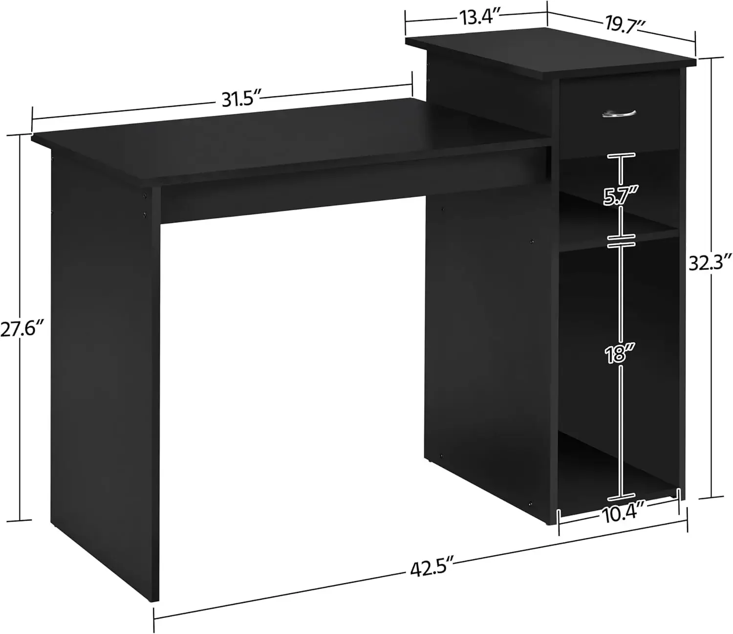 [Hot Sale!]Home Office Modern Desk and Chair Set Computer Desk w/Drawer & Shelves with Ergonomic Mesh Height Adjustable Office C