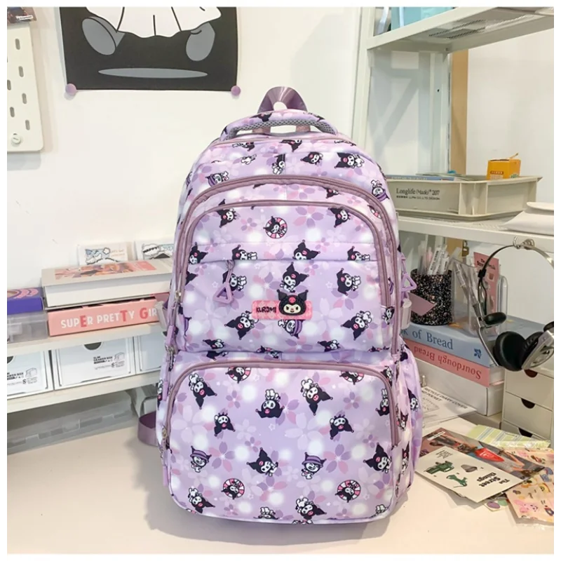 Kulomie large-capacity student  backpack is simple and cute, cartoon Sanrio animation, lightweight and burden-reducing spine bag