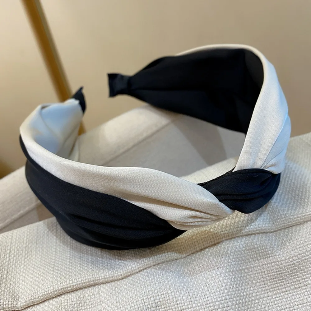 New cross two-colors headband simple wide edge satin hair band fashion women hair accessories