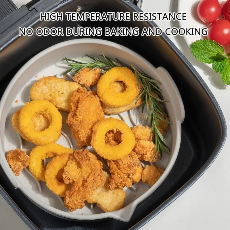 حزمة D0AB من 2 مقايض الهواء من السيليكون الطهي الحصير الفرن آمن الشواء الحصير السيليكون الملمس هواء المقليون وعاء مناسب للخبز