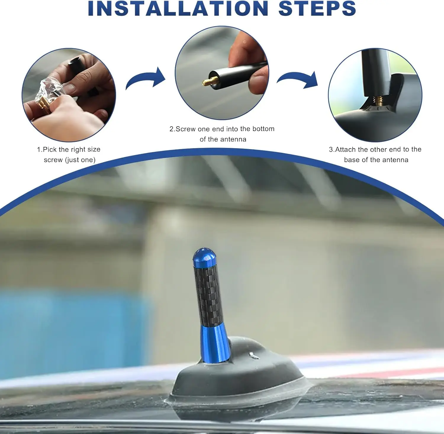3.5cm Carbon Fiber Screw Metal Short Stubby Mast Antenna Car Styling Roof Antenna Enhanced Signal For Car Accessories