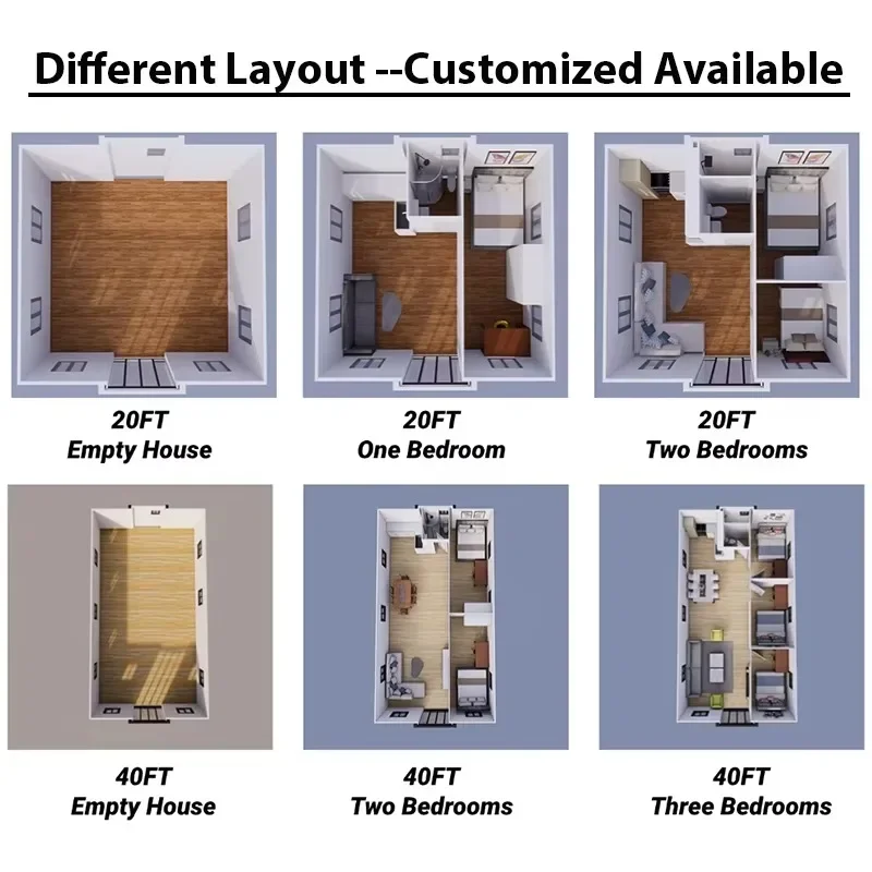 20ft 40 FT Portable House Container Cheap Tiny Homes Modular Prefab Tiny House Mini Container House With Bathroom Kitchen