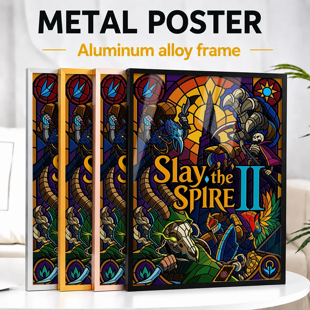 Slay The Spire II Stained Glass Metal Poster With Aluminum Alloy Frame Personalized Hero Tribute Wall Art Ideal For Game Room