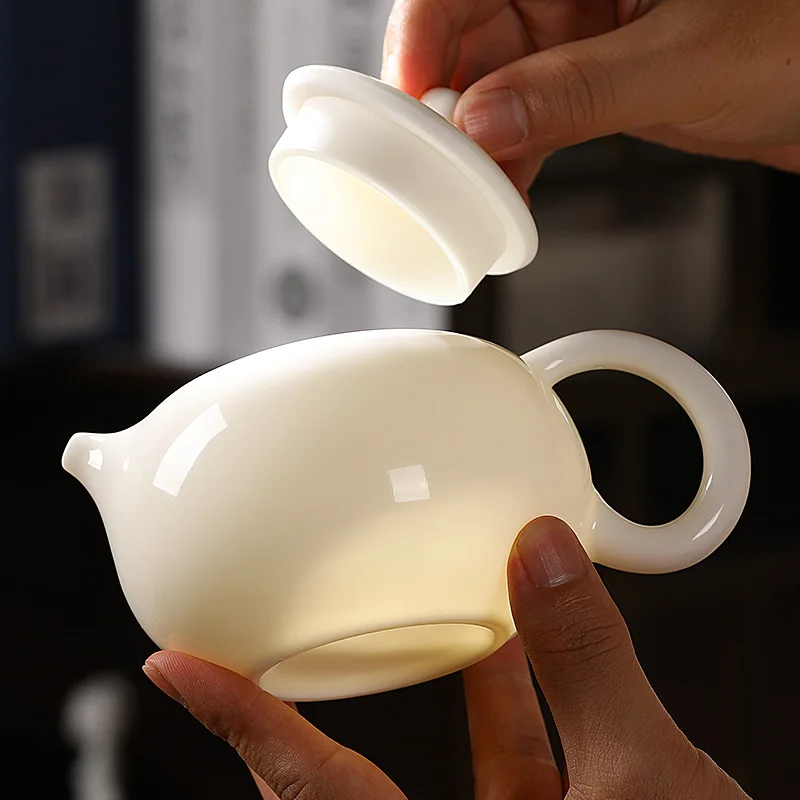 

Чайник Suet, нефритовый фарфор, большая емкость, горшок Xishi, один человек, бытовой керамический чай, китайский одиночный горшок ручной работы