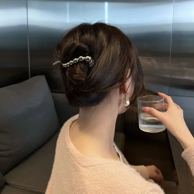 Hair Claw Large Minimalist Cool Tone Twist Clip Premium Durable Lightweight Alloy for Updo Back Head Daily Office Gift Women