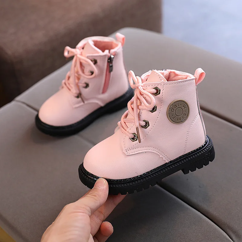 Kids Tide Boots Boys Shoes Autumn Winter Leather Children Boots Fashion Toddler Girls Boots Warm Winter Boots Kids Snow Shoes