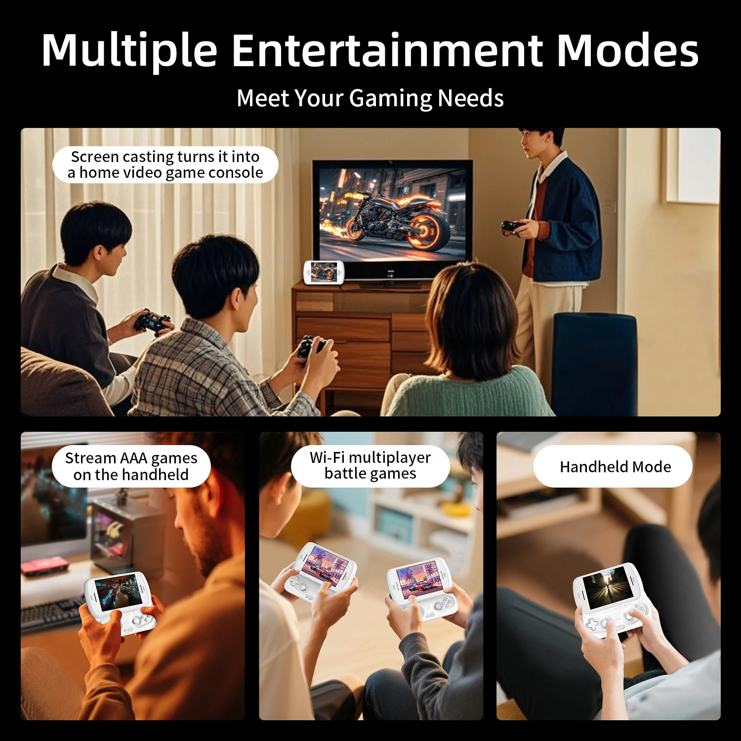 ANBERNIC RG Slide Video وحدة تحكم ألعاب محمولة 4.7 بوصة LTPS شاشة داخل الخلية أندرويد 5000 مللي أمبير في الساعة تدعم WIFI FOTA 1080p-DP خارج البث