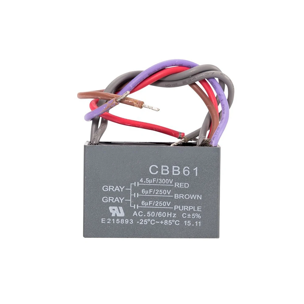 1PCS CBB61 fan starting capacitor 4.5UF+6UF+5UF/4.5UF+6U+6U/5UF+5UF+5UF/4UF+4UF+2.5UF/4UF+6UF+5UF ceiling fan range hood