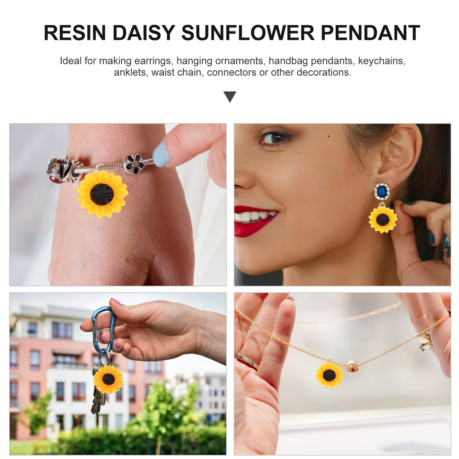 

30Pcs Resin Sunflower Charms Shiny Cartoon Mini Pendants for Handmade Earrings Bracelets Necklace Accessories Bracelet Pendants