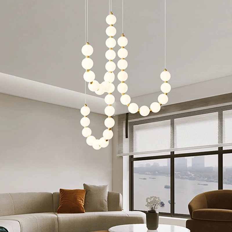 Imagem -02 - Modern White Ball Led Pendant Lights Cobre Pendurado Lâmpadas para Teto Nightlights Minimalistas Home Decor Sala de Estar