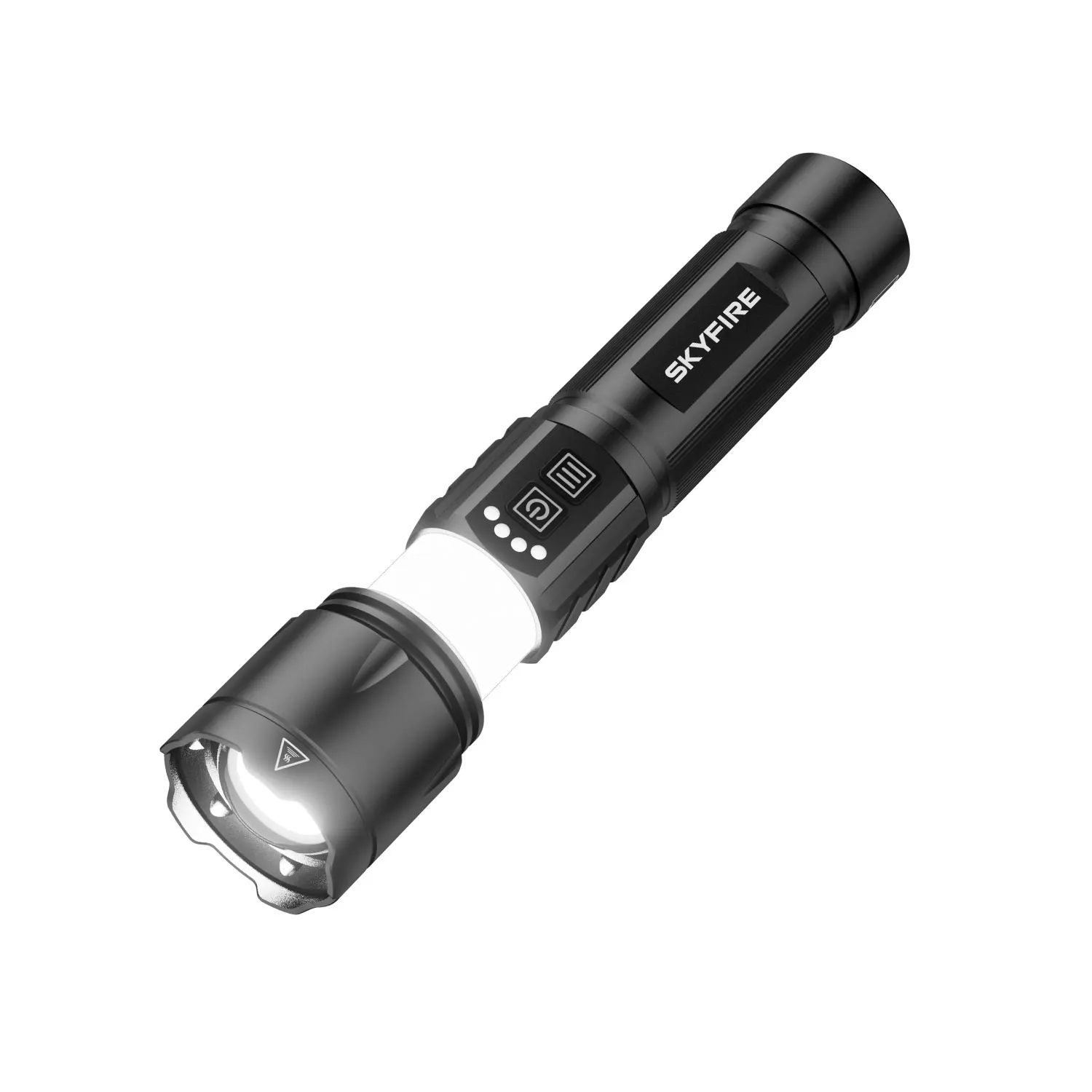 SKYFIRE 2-in-1 LED Flashlight & Camping Lantern, Rechargeable 5000mAh Flashlight with Zoomable Focus, Multiple Light Modes & Color Lenses for Outdoor Camping