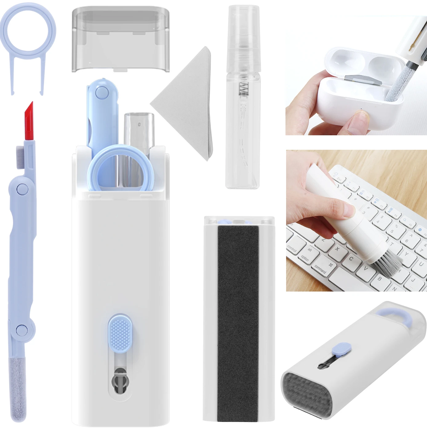 8-in-1 headphone keyboard cleaning kit Cleaning Pen Keycap Puller Set Multifunctional Cleaning For AirPods iPhone iMac MacBook