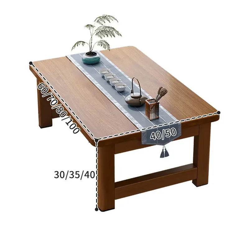 Mesa de té pequeña plegable de madera japonesa para cama, piso, ventana de Bahía, balcón, Tatami, mesa lateral de café, muebles de decoración del