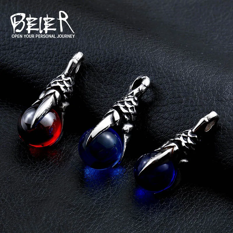 Beier 316L Stainless Steel Pendant Necklace Retail Eagle Claw Pendant Man\'s Super Cool CZ Charm Choker Accessories LLBP8-129R