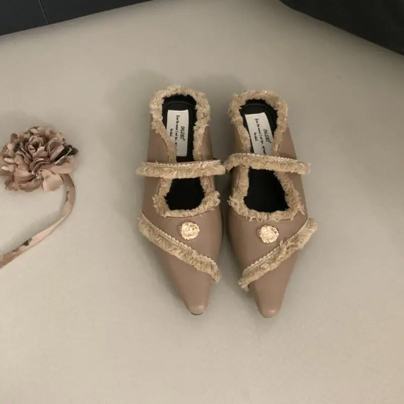 Zapatillas de punta estrecha con borlas para mujer, zapatos planos a la moda de diseñador, calzado para primavera y otoño, 2024