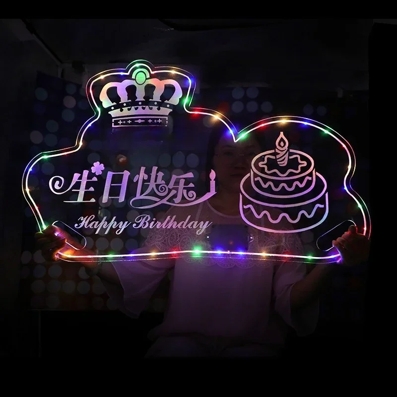 Happy birthday luminous light sign bar KTV party transparent led billboard hand holding blessing atmosphere light sign