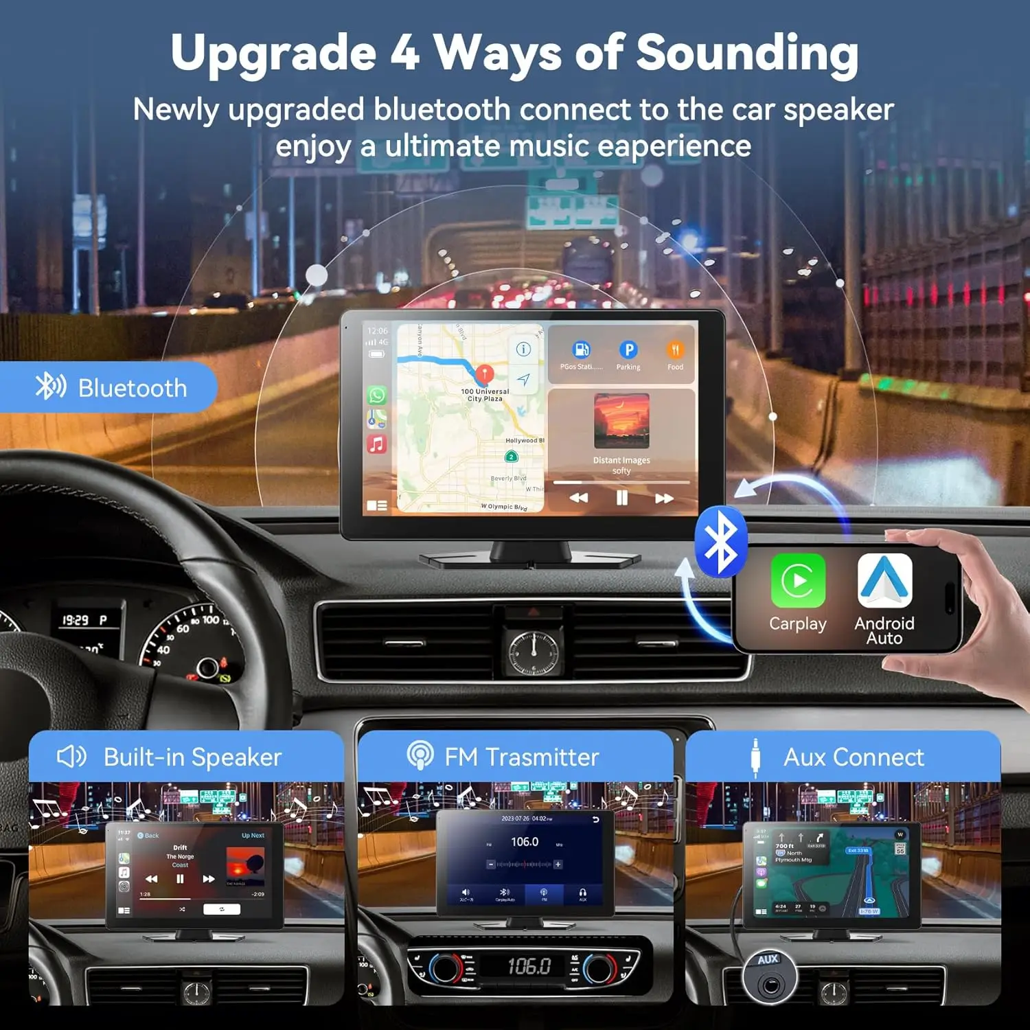 شاشة CarPlay وAndroid Auto مقاس 9 بوصات مع كاميرا احتياطية بدقة 1080 بكسل، وGPS، والتحكم الصوتي، وAUX، SuperLink #5