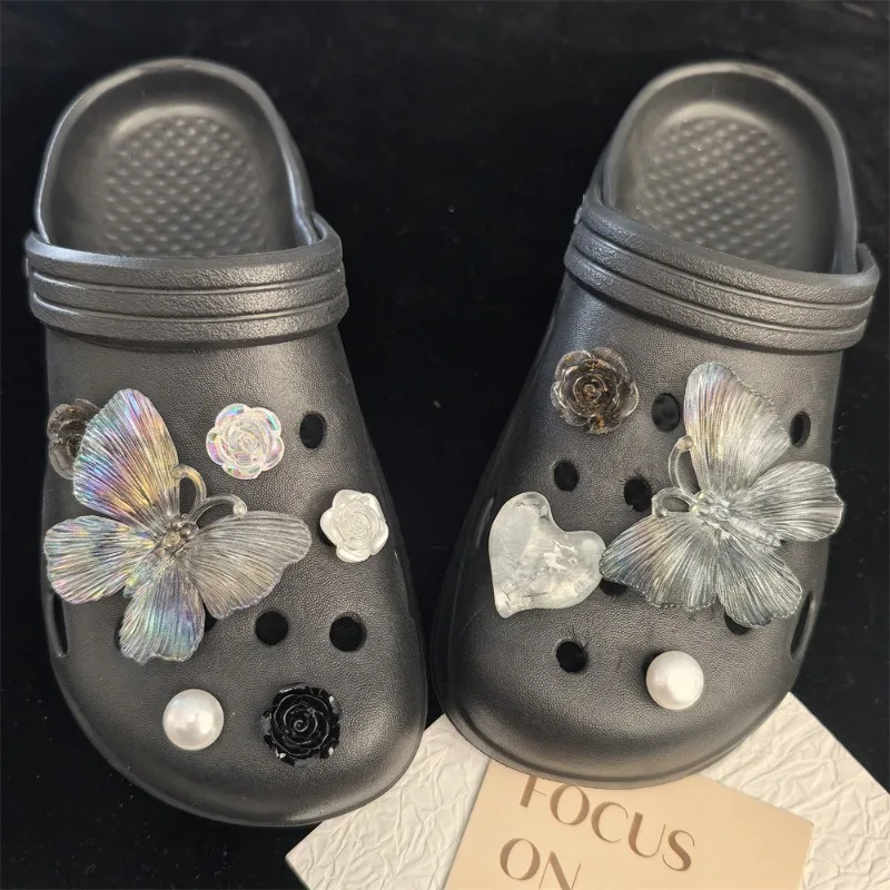 Cute Pearl Heart Butterfly Shoe Charms Elegant Camellia Lily of The Valley Ornaments DIY Decor Accessories for Hole Shoes