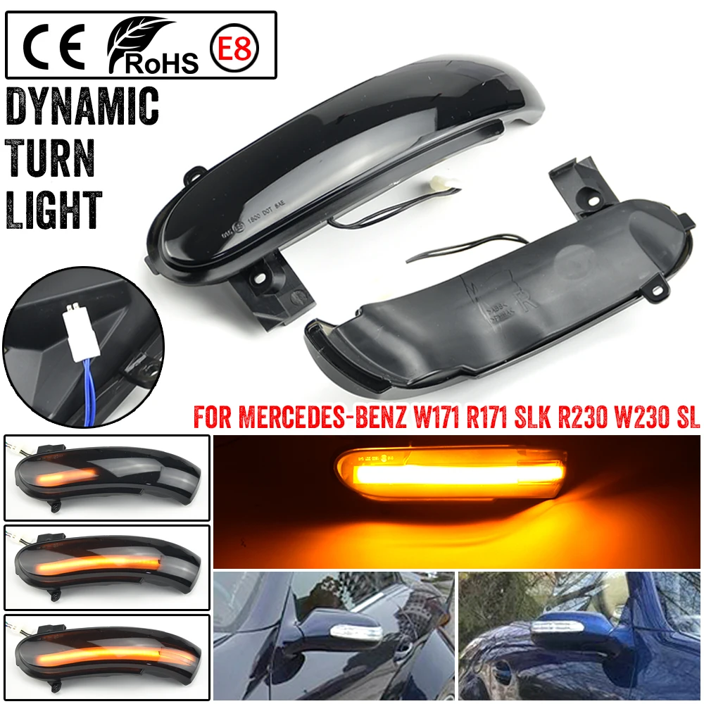 

For Mercedes Benz SLK SL Class R171 W171 R230 W230 Dynamic Indicator Turn Signal Light Rearview Mirror Sequential Blinker Lamp