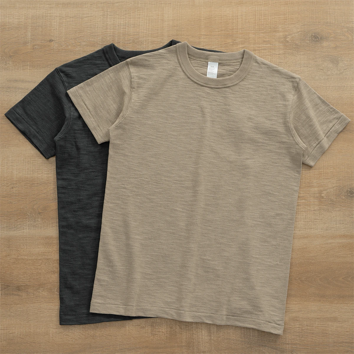 American Retro Three-Needle round Neck Heavyweight Thick Bamboo Cotton Pure Color Daily Short Sleeve T-Shirt for Men Breathab...