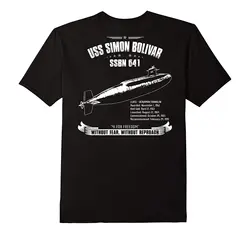 USS Simon Bolivar (SSBN-641) Nuclear Powered Ballistic Missile Submarine T-Shirt. Summer Cotton O-Neck Short Sleeve Mens T Shirt