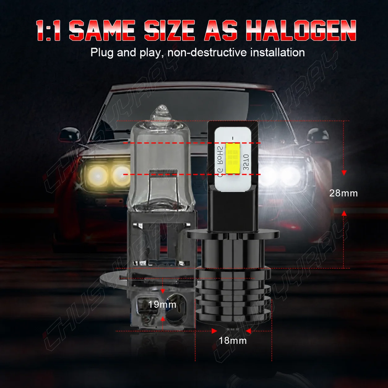 H3 LED Fog Light Bulb Conversion Kit Super Bright Canbus Super White High Power 40W 11000LM