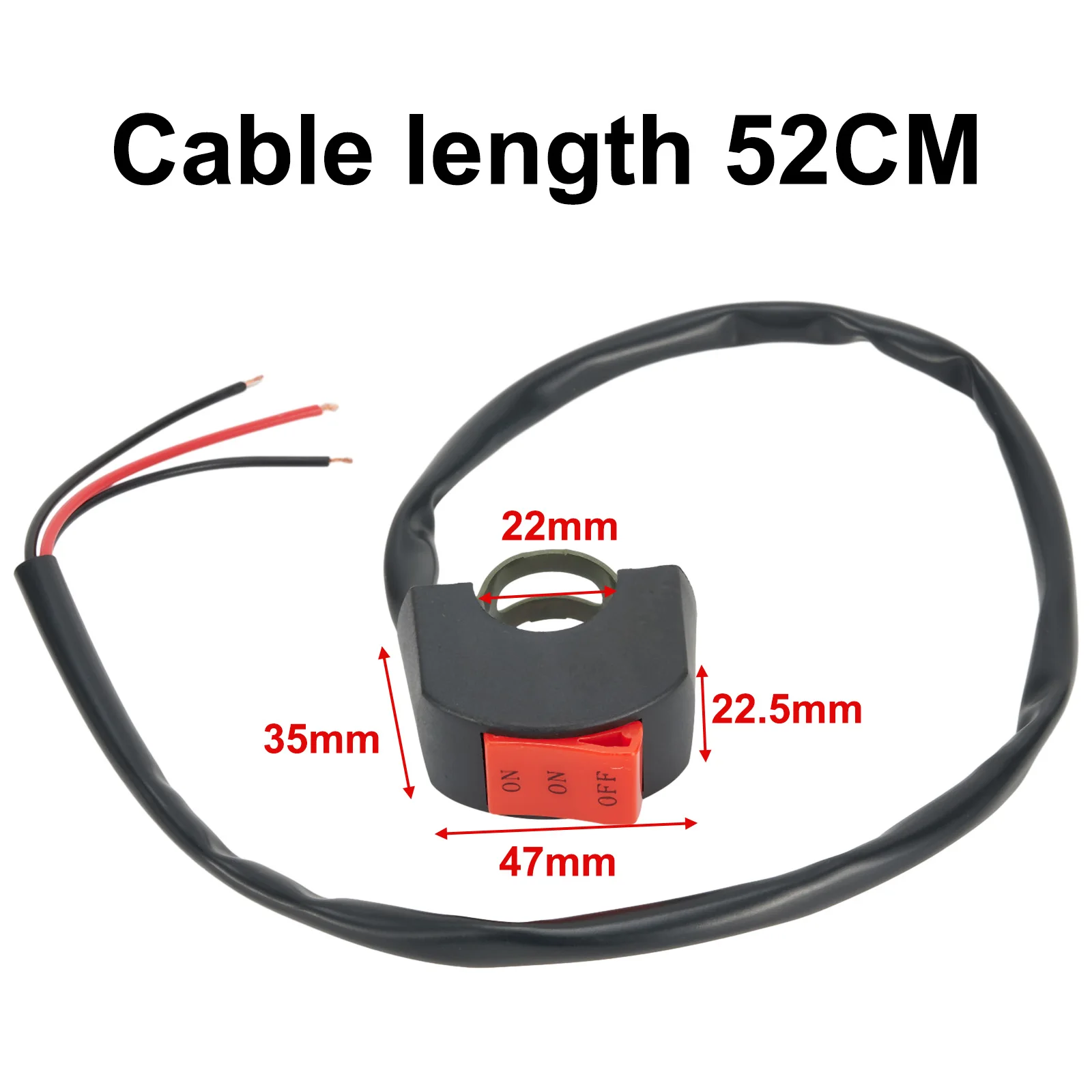 22mm LED Headlight Switch Far Near 3 Line Motorcycle Handlebar Switch Button ON/OFF Switch For Motorcycles ATVs Bikes