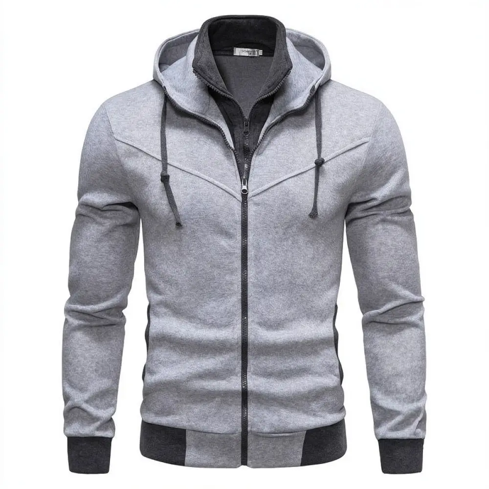 Fashion Mens Casual Hoodie Long Sleeve Spring Autumn Sportswear Comfortable Fitness Workout Tops Slim Fit Solid Outerwear