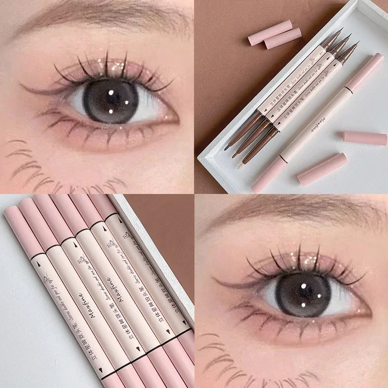 2 In 1 Brown Gel Eyeliner Pencil Ultra-slim Liquid Eye Liner Shadow Pen Smooth High Pigment Silkworm Gel Pen Lasting Eyes Makeup