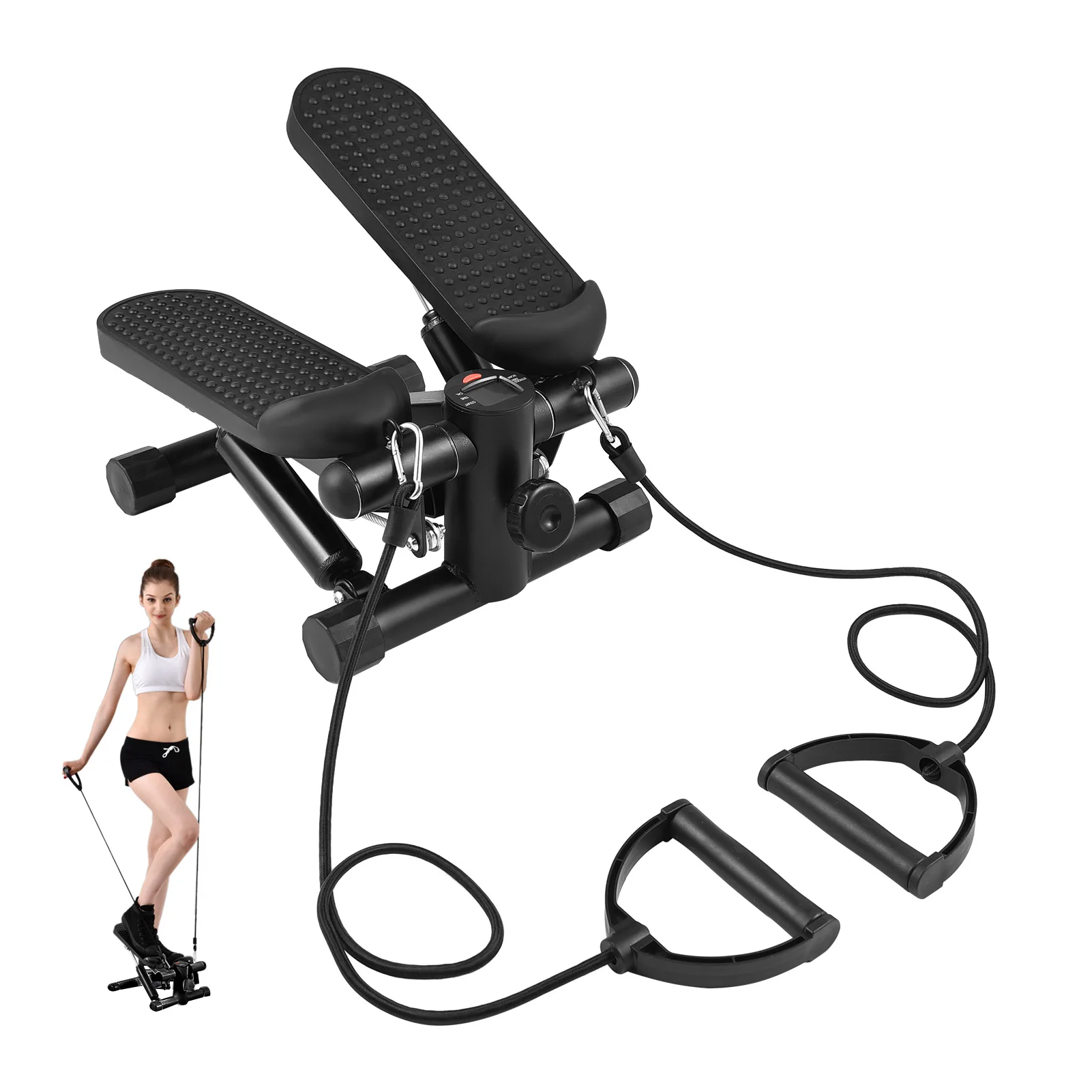 Stepper For Exercise At Home With Resistance Bands LCD Display Capacity 100kg Stair Stepper for Abdomen Waist Buttocks Legs