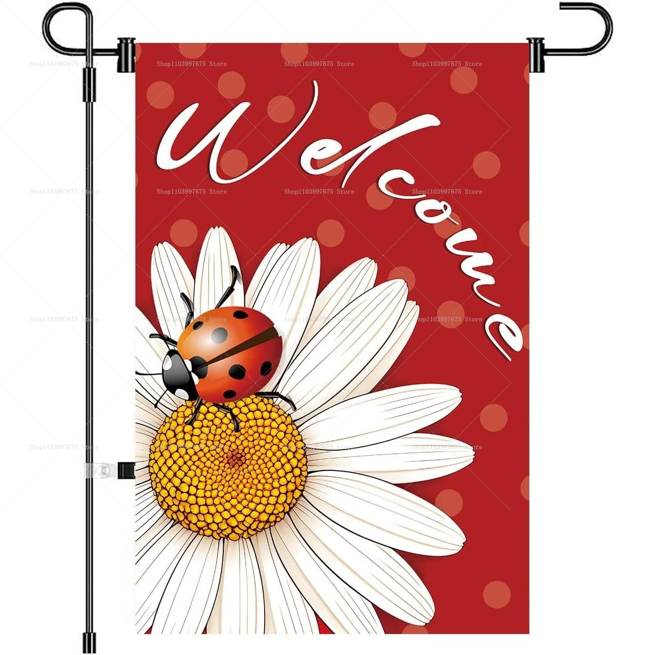 2D 1pc Single Side Garden Flag Sunflower Ladybug Summer Decor Flag Outdoor Home Yard Flag Summer Party Decorations Flag
