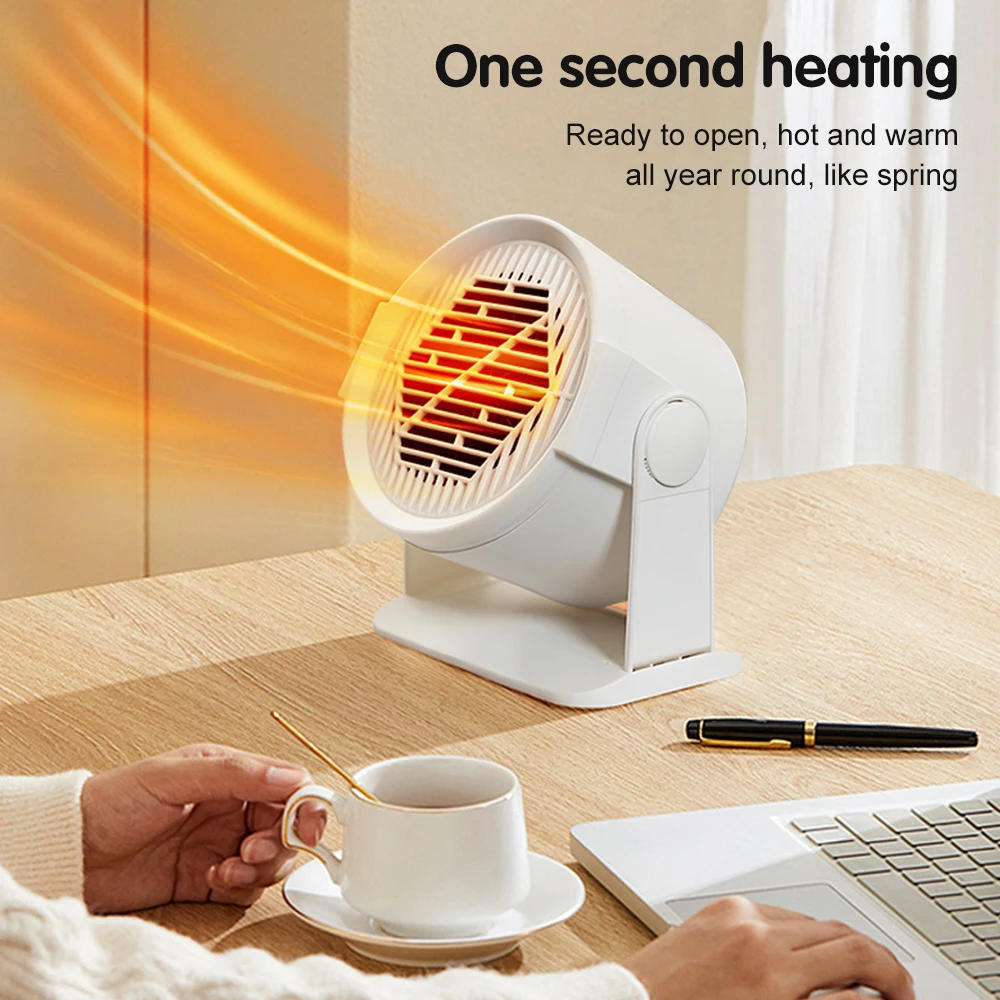 Electric Desktop Warmer Fan 110-220V Energy Saving Portable Heater Adjustable Angle Low Noise Heating Fan for Home Office