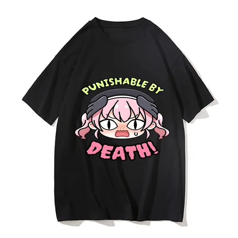 Blue Archive Punishable By Death Print T-Shirt Rap Herren Damen T-Shirt Cartoon Übergroße Kurzarm Lässige T-Shirts aus reiner Baumwolle