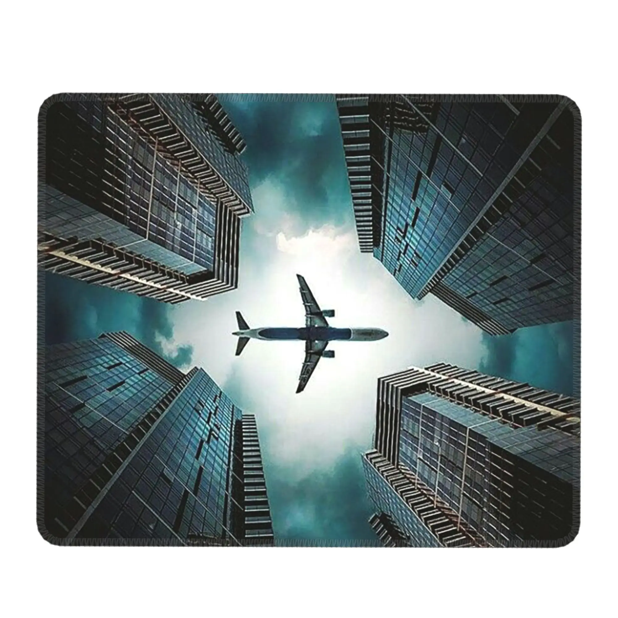 Aviation Aircraft Cool Airplane Over The City Mouse Pad Computer Keyboard Mouse Mat Gaming PC Laptop Desk Mat Office Table Mats