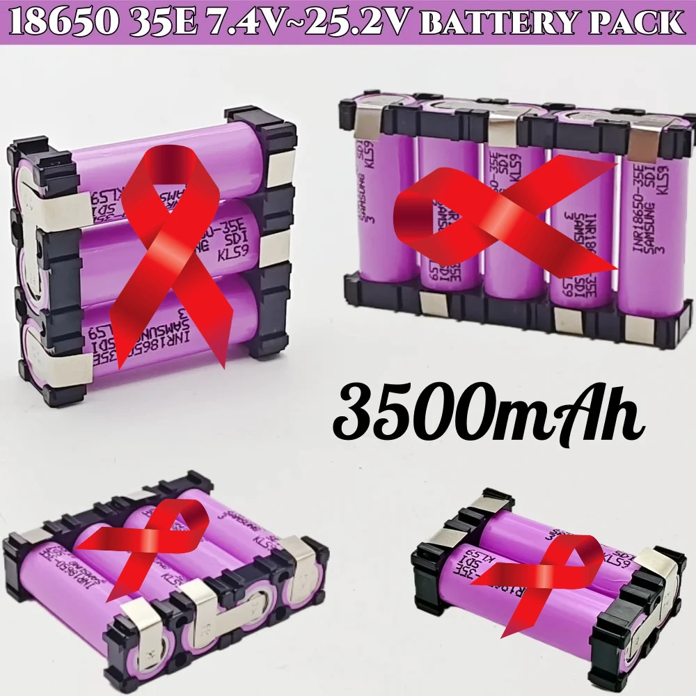 AIMJIN 35E 20A 18650 3500mAh 2S 3S 4S 5S 6S/1P 7.4V 12.6V 14.8V 18V 25.2V لحزمة بطارية لحام البراغي #1