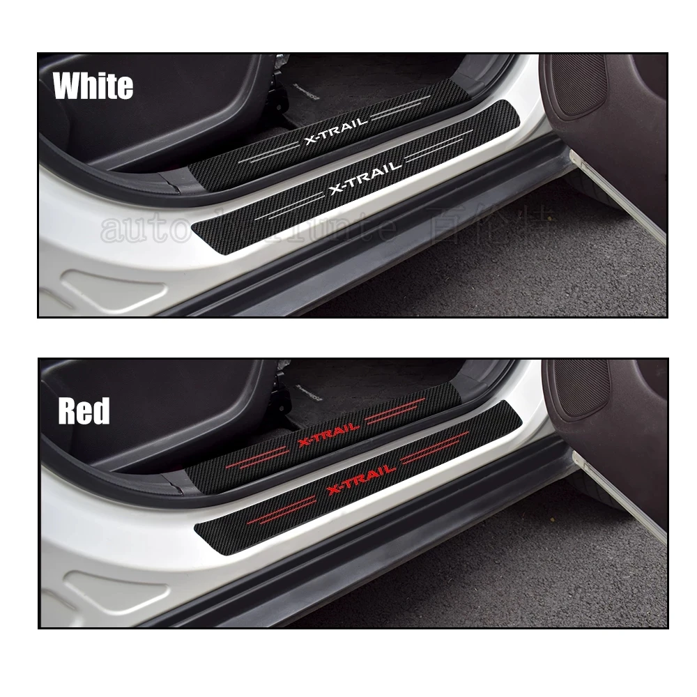 4Pcs Car Door Threshold Sill Sticker For Nissan Xtrail X Trail T30 T31 T32 2021 2020 2019 2018 2017 - 2001 Tuning Accessories