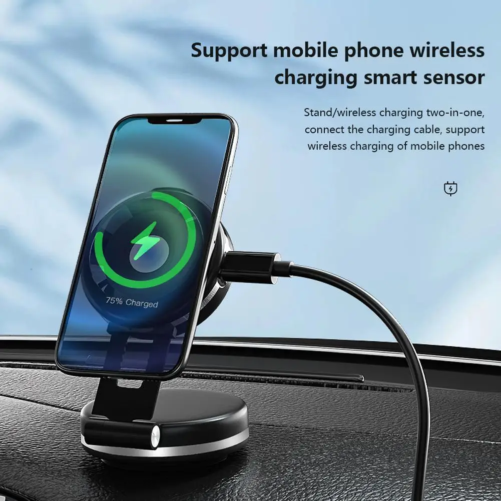 Double Sided Vacuum Suction Cup Wireless Charging Phone Holder Universal Adsorption Cellphone Car Mobile Stand Extension Bracket