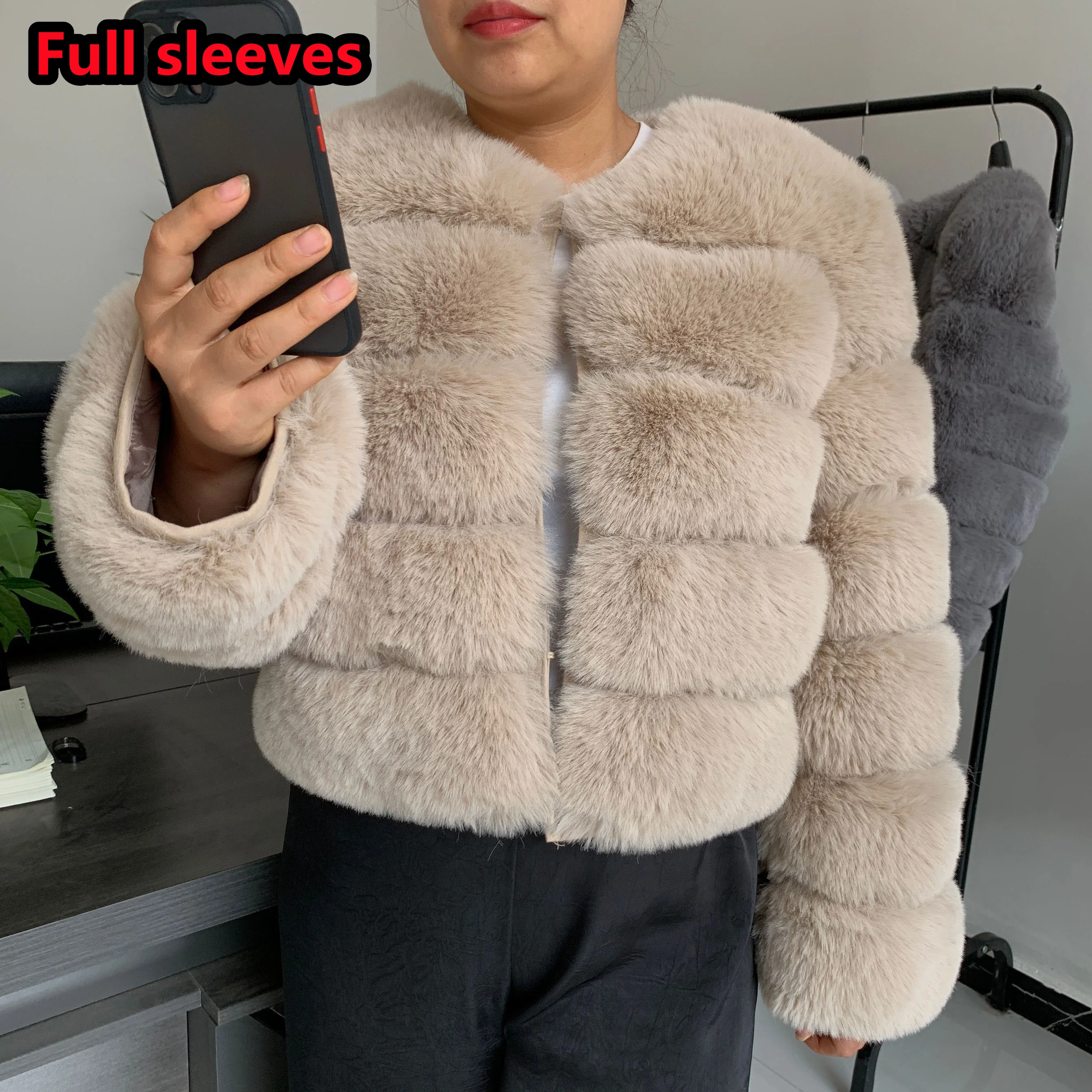 Women\'s Fashion faux fur coat super hot Autumn Winter women short Faux fox fur fluffy jacket high quality 7xl Ladies furry coats