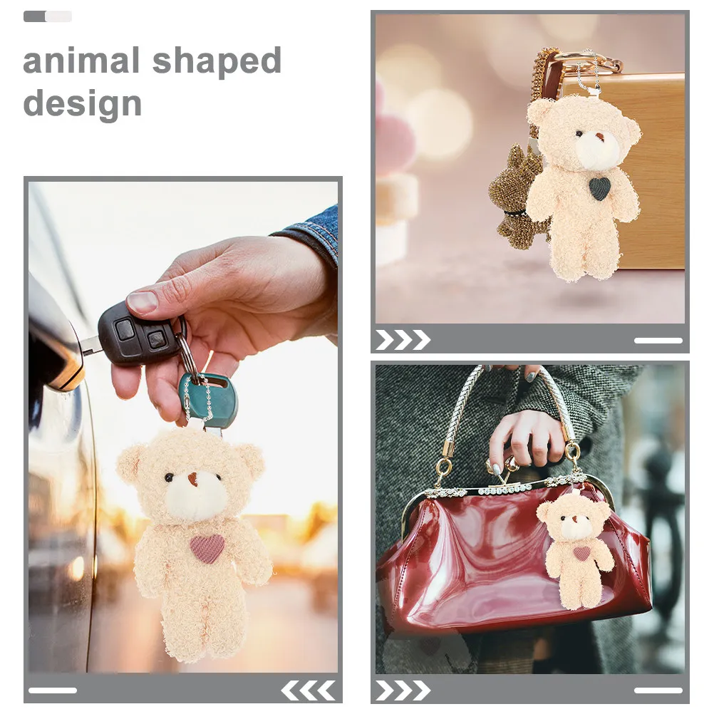 2 Pcs Stuffed Key Ring Charms Keychain Purse Pendants Bear Mini Backpack view 6