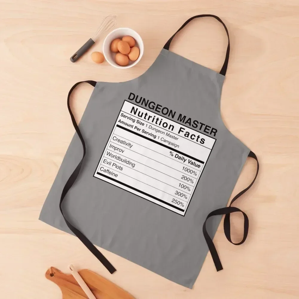 

D&D Dungeon Master Nutrition Facts Apron Household Items Useful Customizable Woman for women halloween nail tech supplies Apron