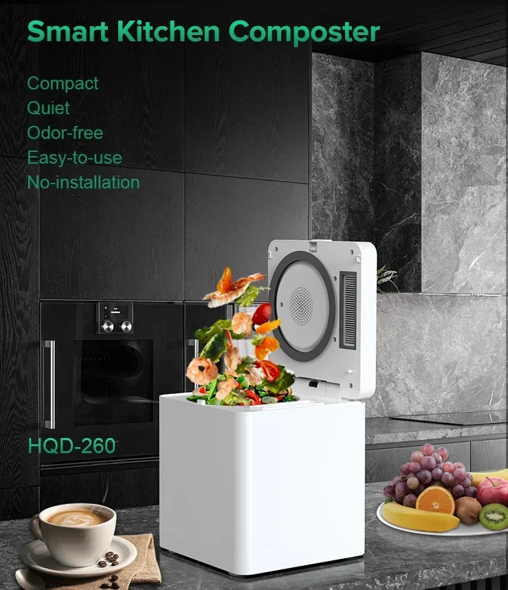 OEM 2.5L Smart Waste Kitchen Composter Turning Food Waste to Compost Electric Compost Bin Factory Whole Customized White