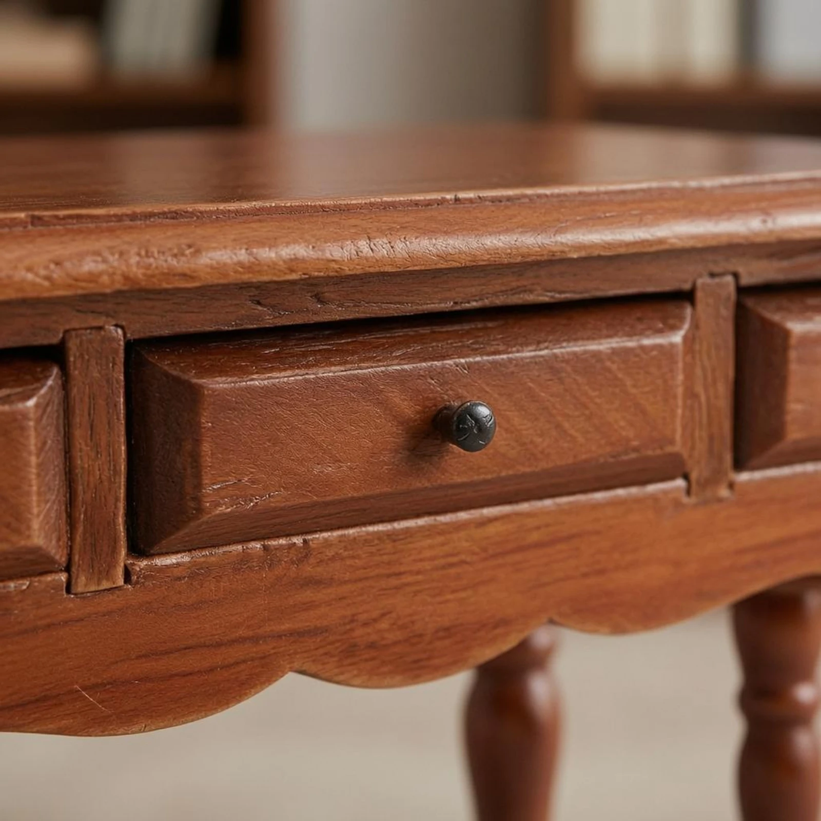 

1:12 Dollhouse Desk Rich Brown-Brown 1:12 Miniature Desk Rectangular Top Realistic Details